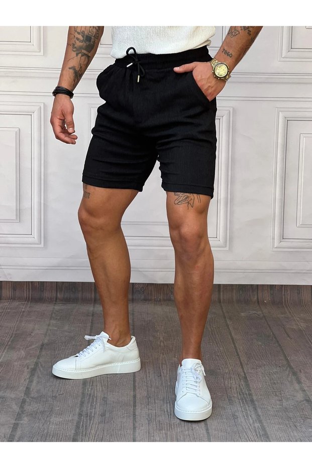 Crinkle Fabric Cotton Shorts