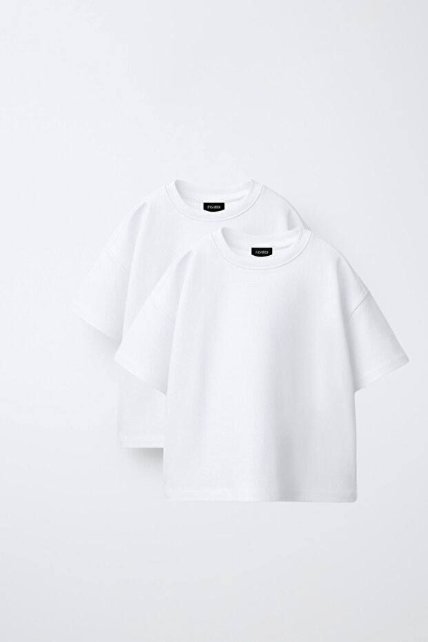 Pack of 2 Oversize Fit 100% Cotton Short Sleeve Unisex Kids Basic T-Shirts