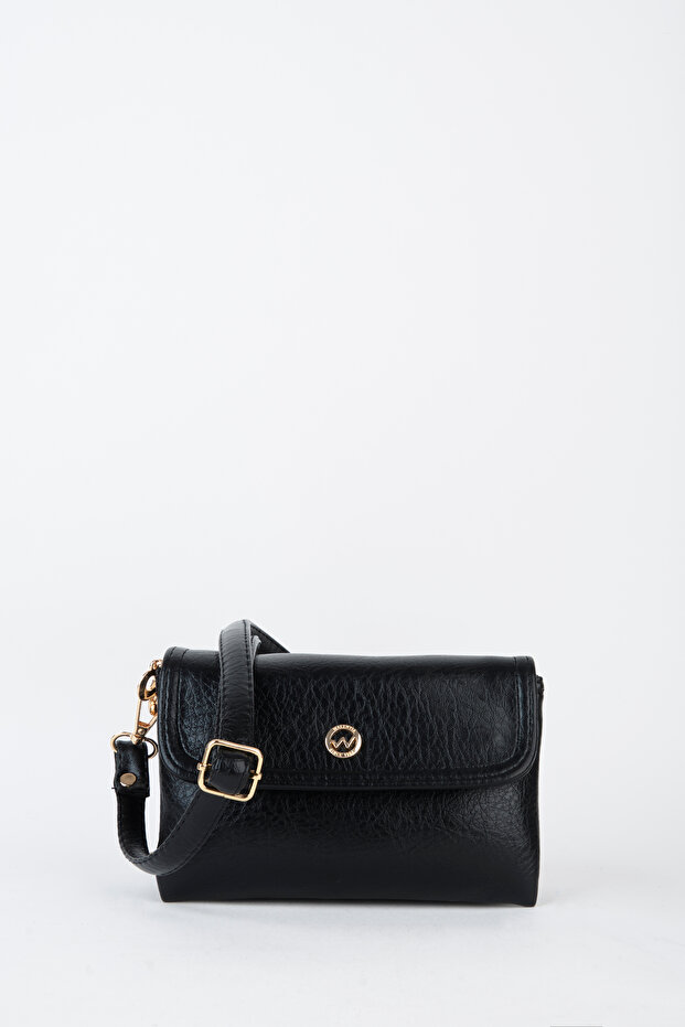 Women's Lilya Black 2-Compartment Covered Small Size Zipper and Snap Closure Handbag and Shoulder Bag
