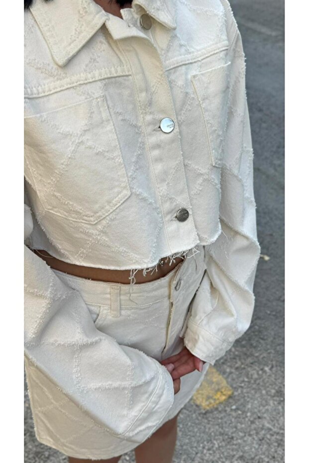 CO418 BEYAZ DENIM CEKET