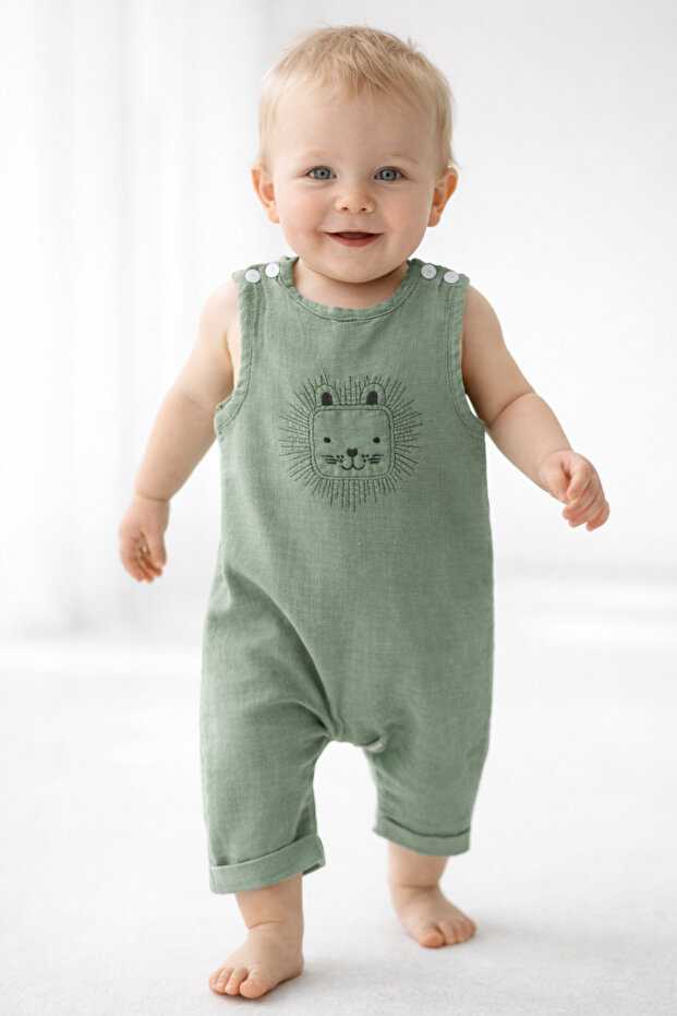 Isyiz Baby Boy Lion Muslin Jumpsuit