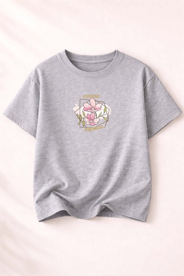 Choose Kindness Print Detailed Women's Crew Neck Cotton T-Shirt