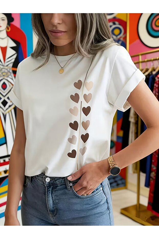 Women's Comfortable Fit Tshirt Mixed Print Tshirt