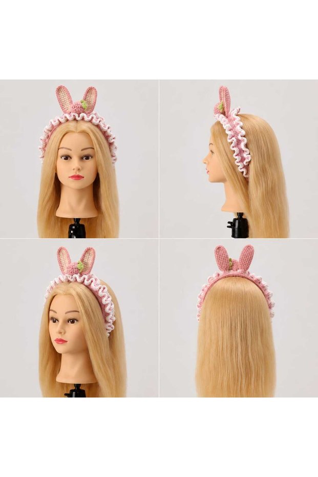 Strawberry Figured Pink Hand Knitted Amigurumi Crown Handmade Hairband