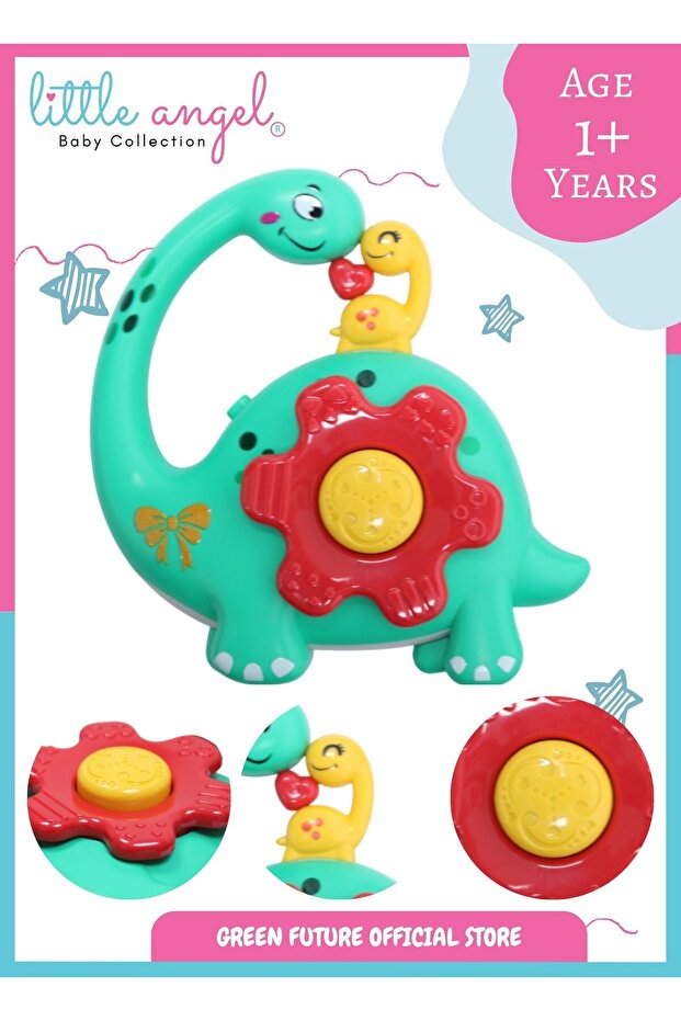 Baby Musical Dinasour Toy with Gear Button - Green
