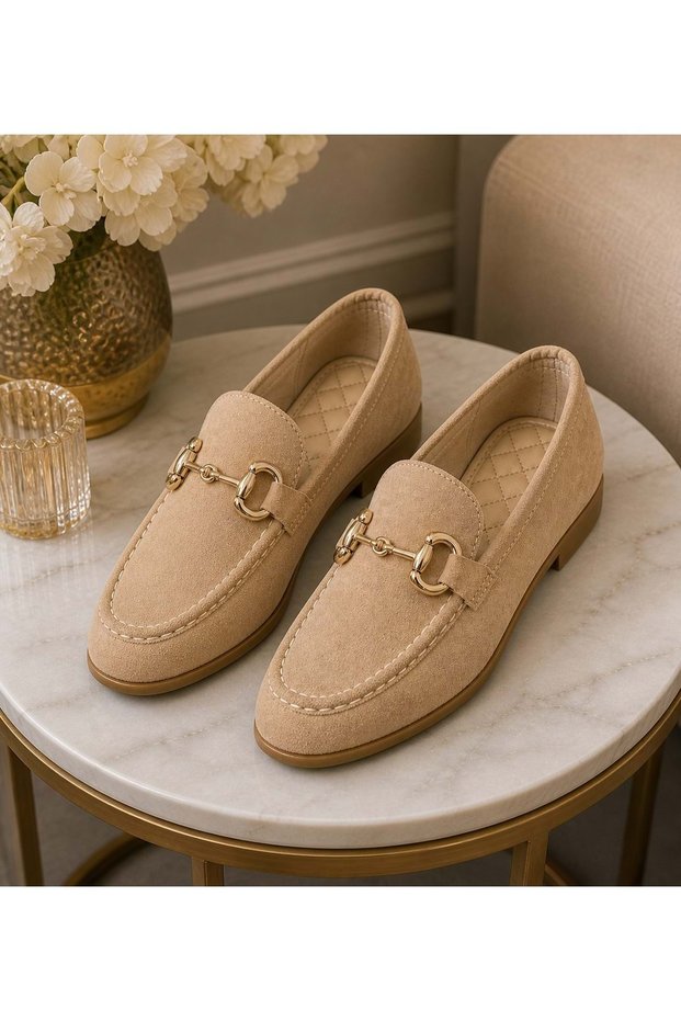 Mona Metal Buckle Leather Women's Loafer Casual Shoes