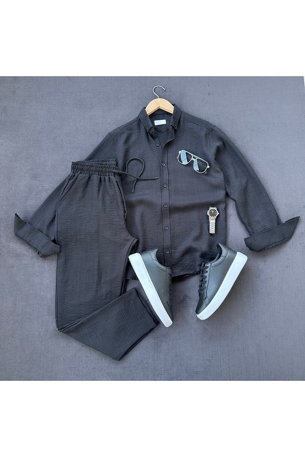 Crinkle Linen Shirt and Pants Set