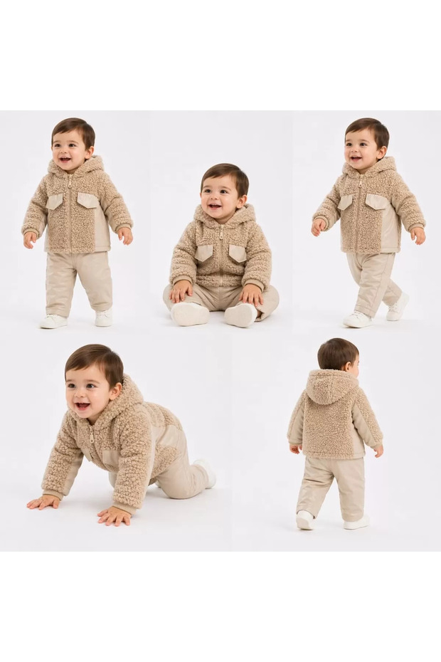 6/24 Month Leather Detailed Jacketed Lamb Baby Set