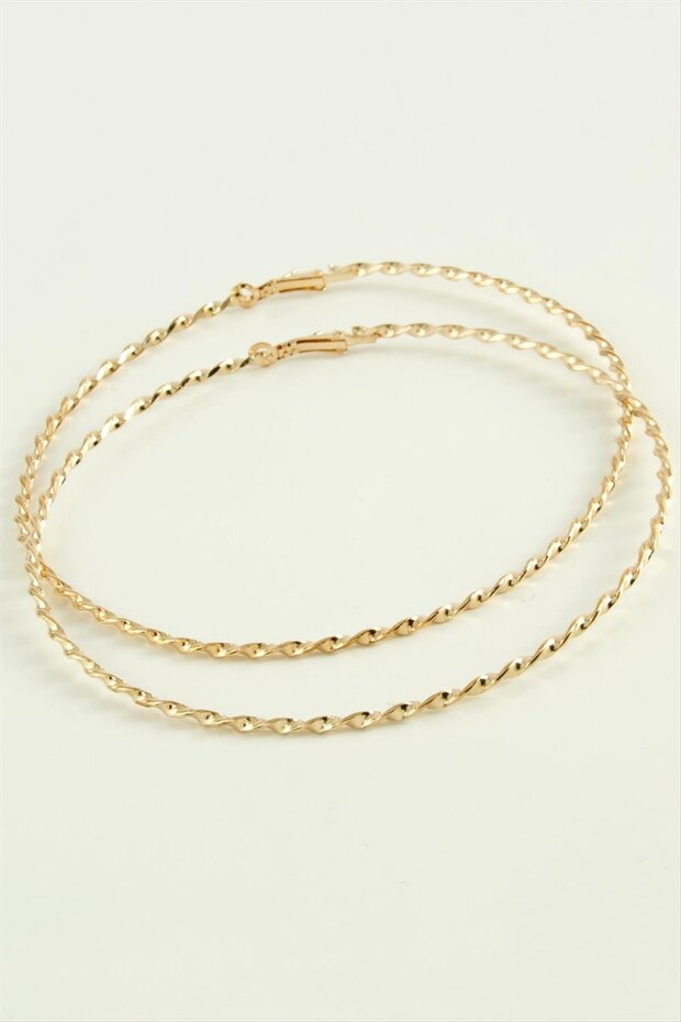 Ilkeshop Twisted Metal Hoop Earrings 8-9-10 (05604) Cm-10 cm