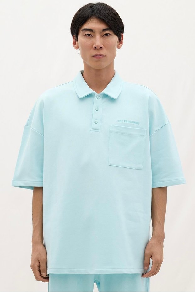 Oversize French Terry Fabric Polo Collar Tshirt