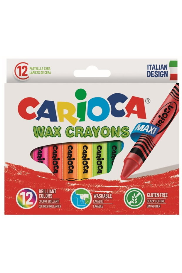 Wax crayons, round, washable, D-12mm, 12 colors/box, Wax Crayon Maxi - 1
