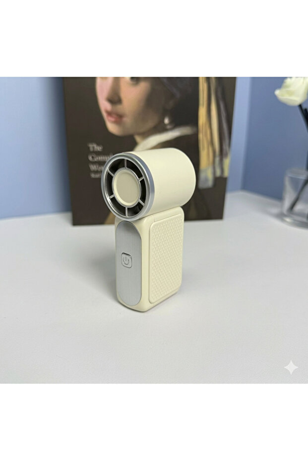 Mini Portable Turbofan Handheld Fan – Cream Beige Edition with High-Speed Airflow