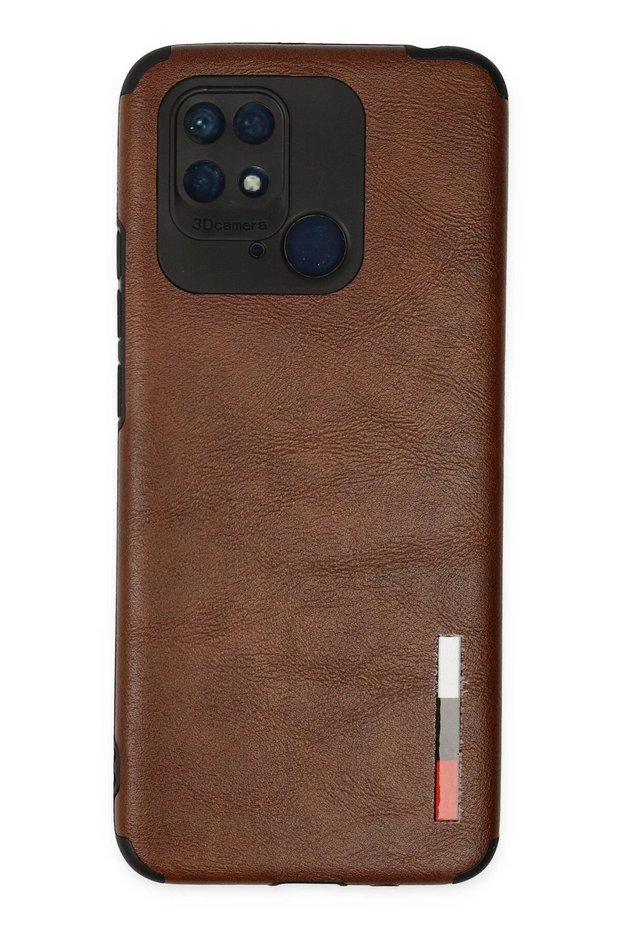 ILKESHOP حافظة جديدة لهاتف Redmi 10C من الجلد والسيليكون (01502) - بني