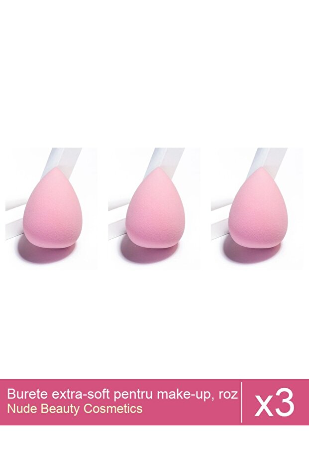 Set 3x Burete extra-soft pentru make-up, roz pudrat - 1
