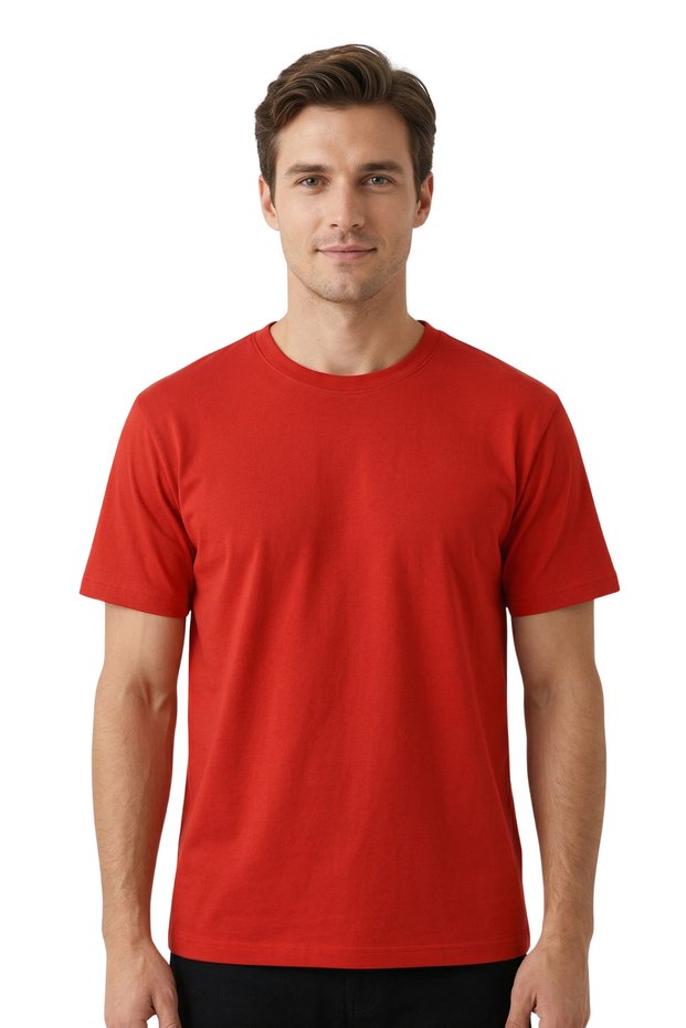 Red Color Regular Fit Cotton Men's T-Shirt