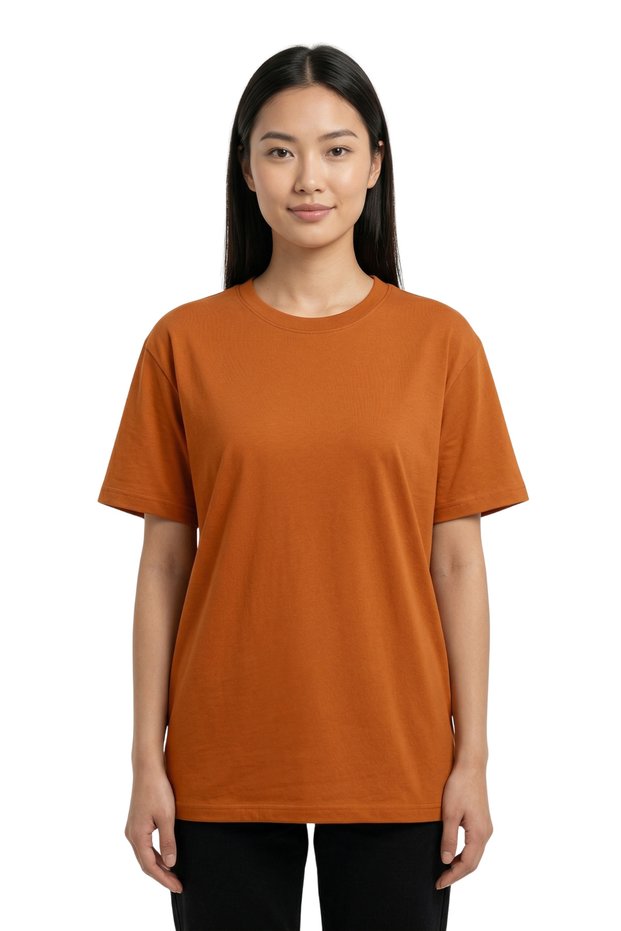 Women's Orange Basic 100% Cotton Crew Neck Comfortable Fit T-Shirt