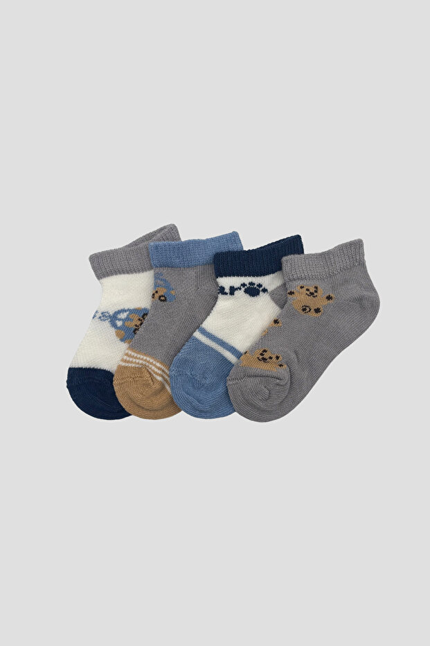Baby Boy and Child Mixed Patterned Premium Cotton Booties Socks Set