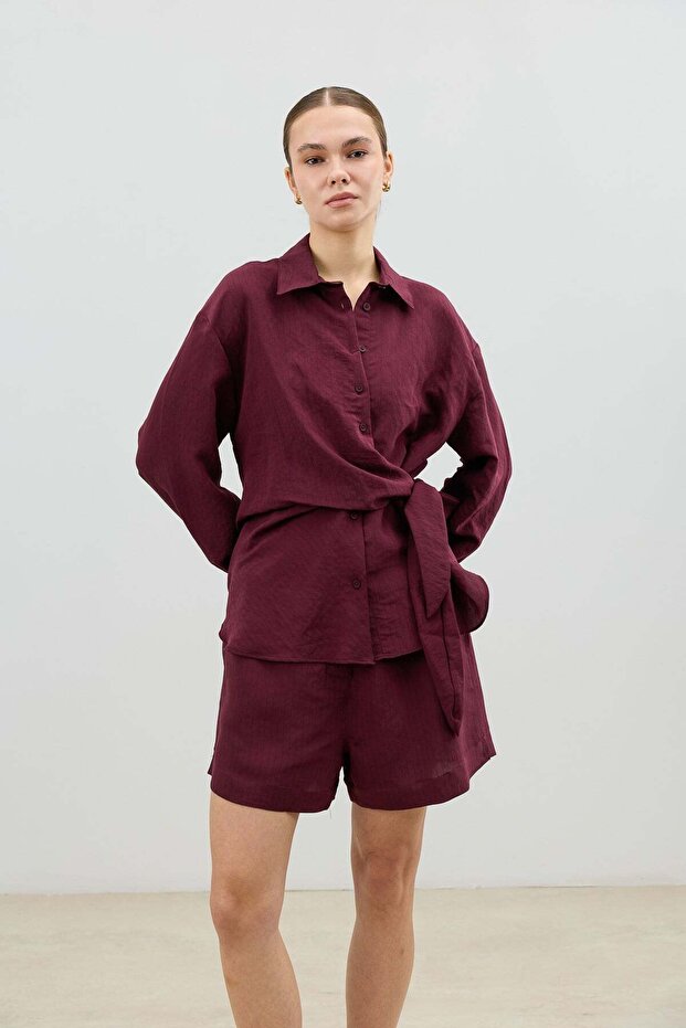 Burgundy Modal Blend Tie-Dye Women's Shirt