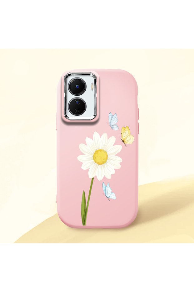 Vivo Y16/Y02S Compatible Shock-Absorbing Camera Protected Pink Silicone Case