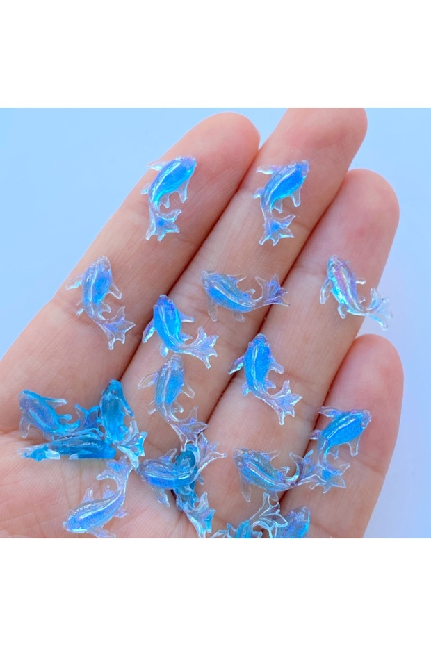 b 100Pcs Resin 3D Colorful Mini Shiny Goldfish Flatback Figurines Scrapbook Wedding Applique Nail A.