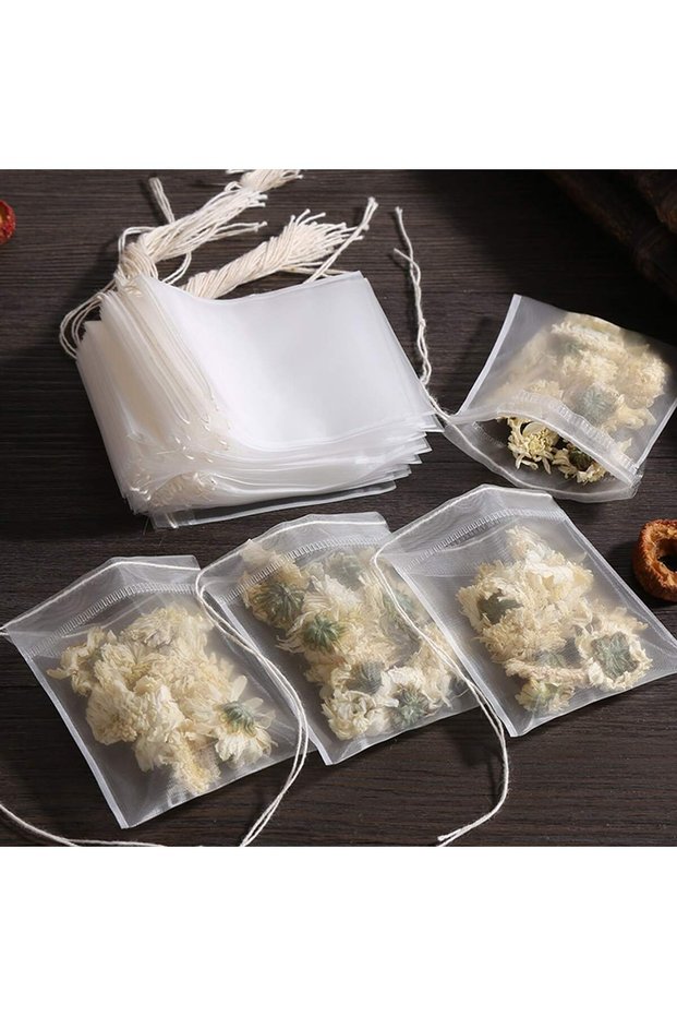 5x7 WHITE 100 Pcs Disposable Tea Bags Filter Bags for Tea Infuser with String Heal Seal, Food Grade