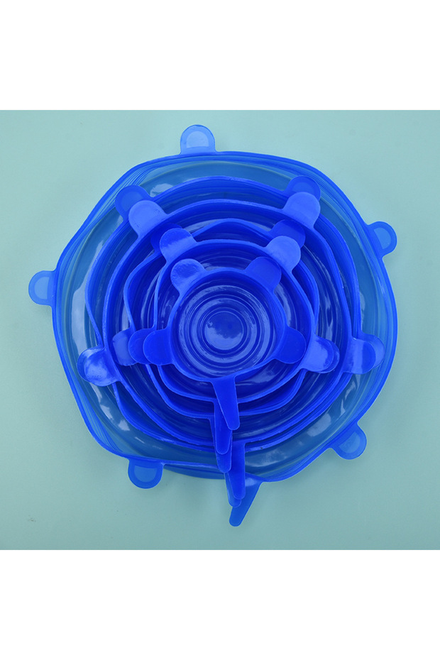 6PCS Blue Round 6/12/24PCS Food Silicone Cover Fresh-keeping Stretch Lid Reusable Airtight Cap Wrap