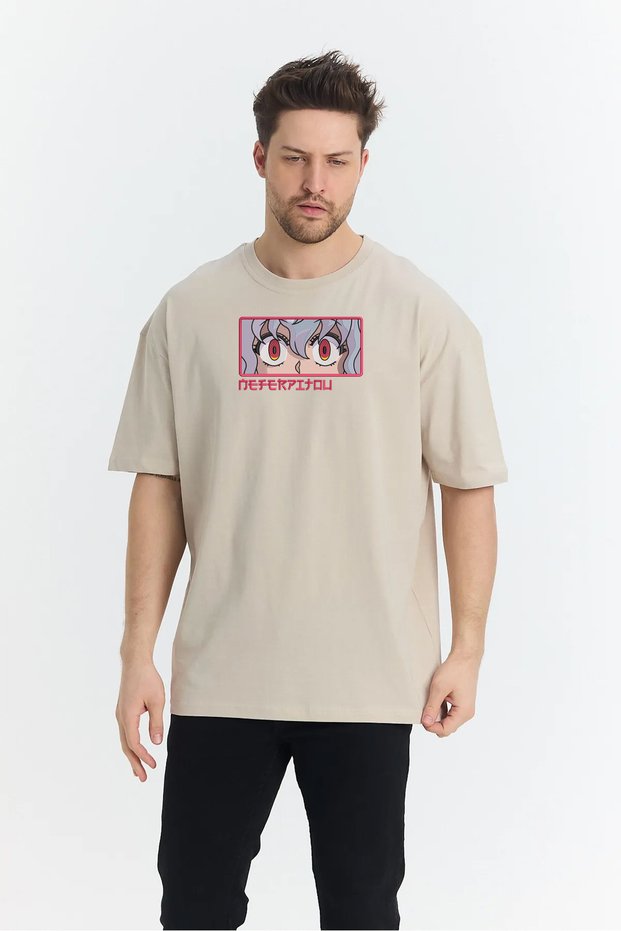 Unisex Oversize Embroidered Hunter X Hunter Neferpitou Anime Design 100% Cotton T-Shirt
