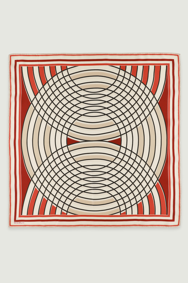 Orange Optical Patterned Silk Scarf