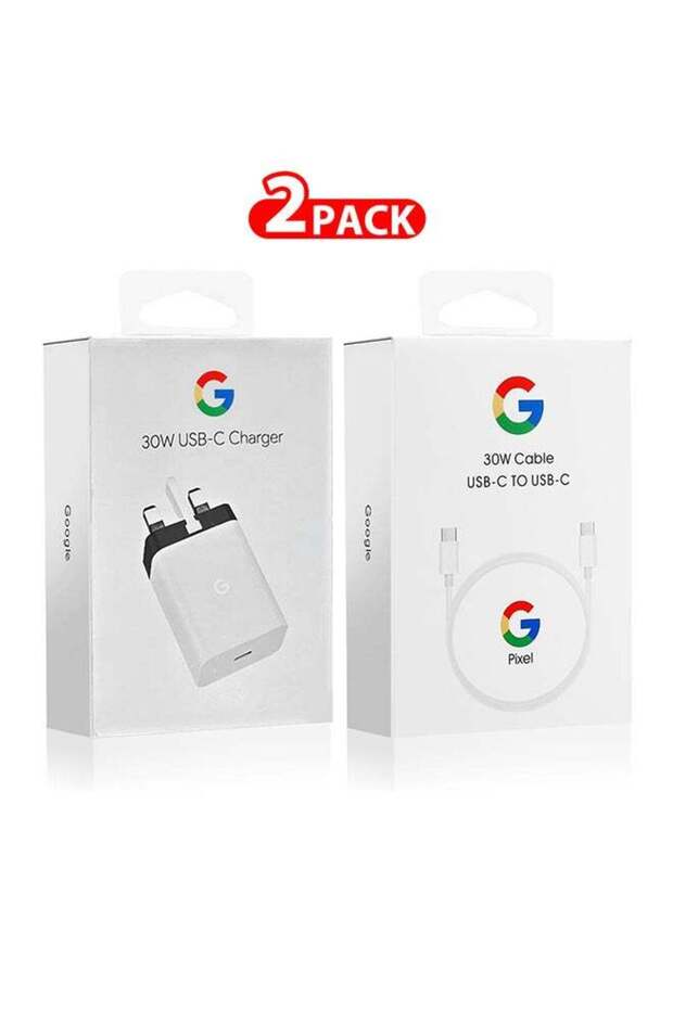 30W USB-C Super Fast Charger 3 Pins Charger And Cable Compatible With Products And Other USB-C Devices Fast Charging Pixel Phone Charger USB-C To USB C Sync Charge Cable Included White