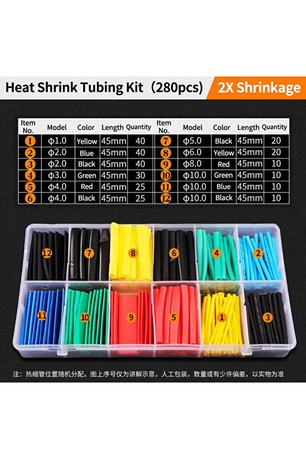 280PCS GREENERY Heat Shrink Tubing Kit 2:1 Thermal Insulation Waterproof Wire Cable Wrap Assortment