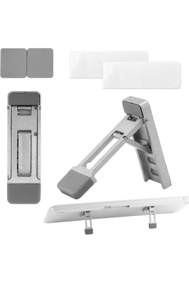Silver 2Pcs Foldable Keyboard Riser Stand Adjustable Tilt Portable Mini Laptop Feet Ergonomic Keyboa