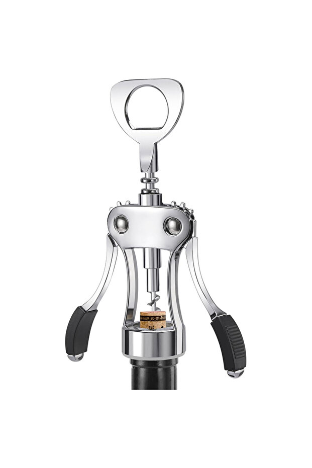 black Premium Wine Opener Heavy-Duty Zinc Alloy Wing Corkscrew Multifunctional Cork Screw Beer Bottl