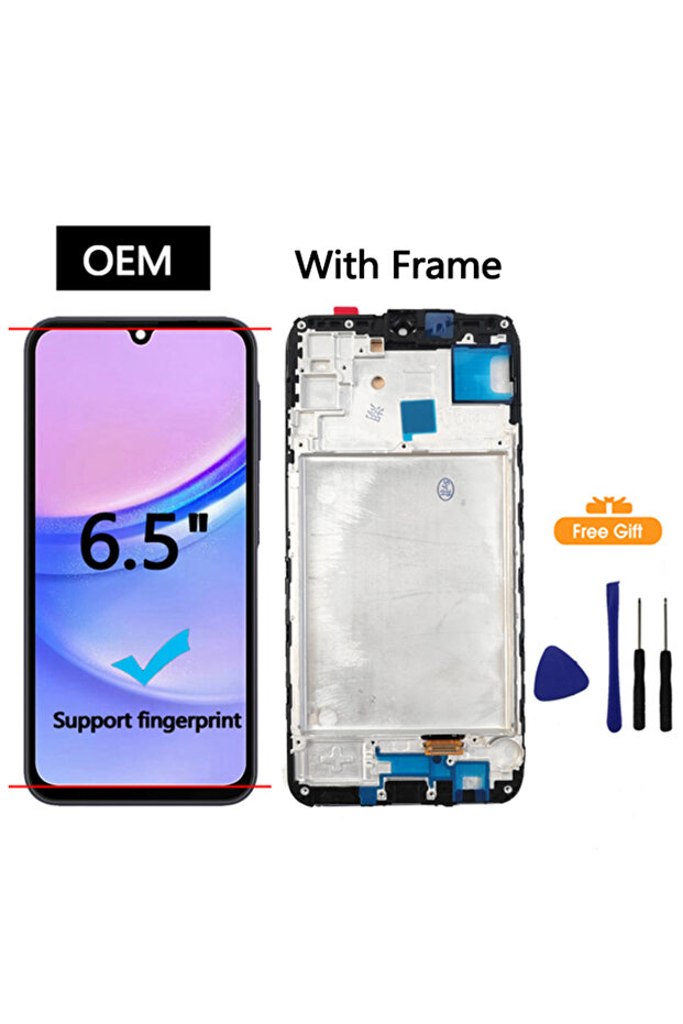 شاشة AMOLED جديدة مقاس 6.5 بوصة مع إطار لهاتف A15 4G 5G، شاشة LCD تعمل باللمس مع لوحة رقمية