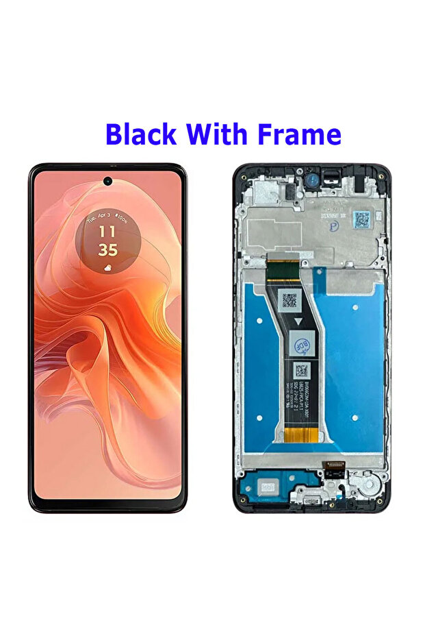 شاشة سوداء مع إطار لهاتف موتو G04، شاشة LCD مع لوحة لمس رقمية مجمعة