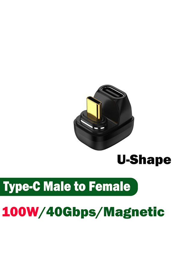 محول BSN 100W 40Gb على شكل حرف U، محول USB Type-C OTG مغناطيسي 100W، محول شحن سريع Thunderbolt بسرعة 40Gbps