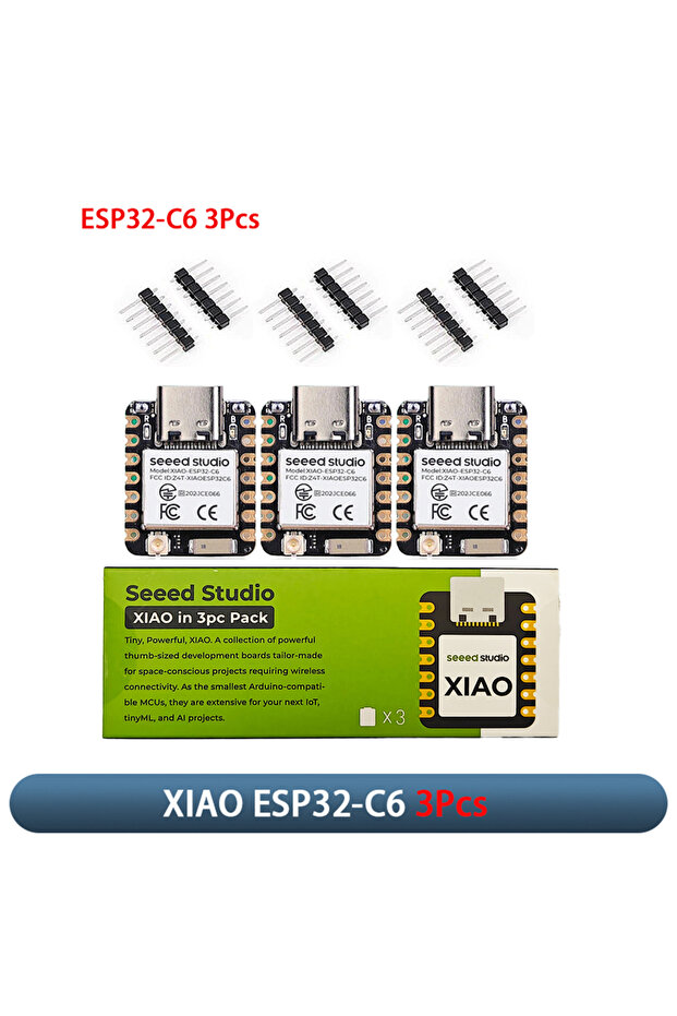 لوحة تطوير XIAO ESP32-C6 (3 قطع) مع واي فاي 6 وبلوتوث 5.0 بتردد 2.4 جيجاهرتز لنظام أردوينو وإنترنت الأشياء والمنزل الذكي
