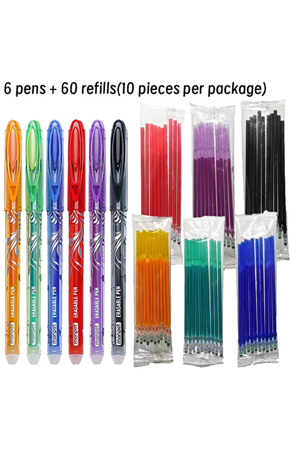66 pcs set C 66pcs Erasable Pen refill Set Blue Black Ink Gel Pen Erasable Refill Rod Washable Handl