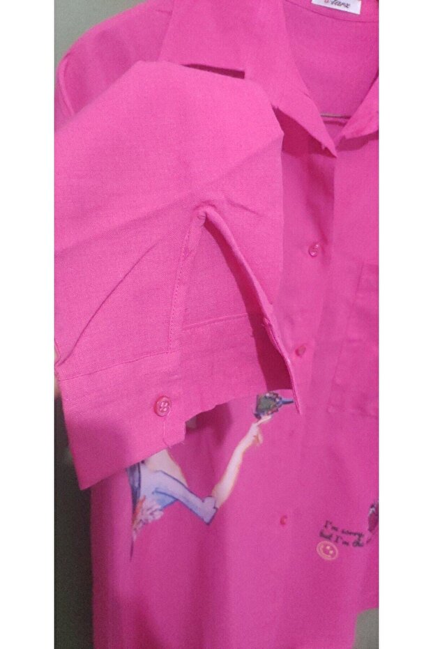 Printed Linen Basic Shirt - 6