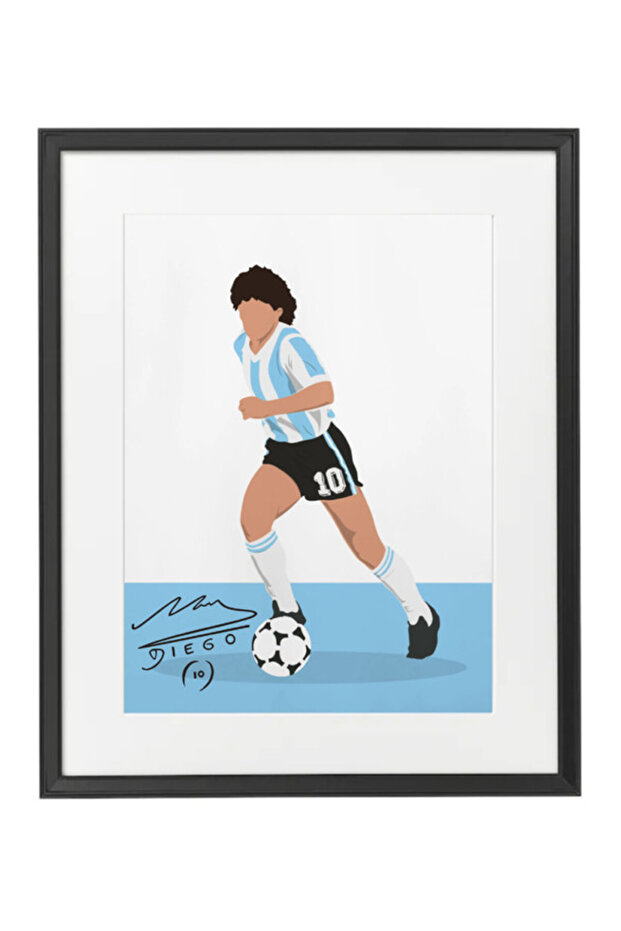 Diego Maradona Argentina Autographed Poster with Frame 50x40cm
