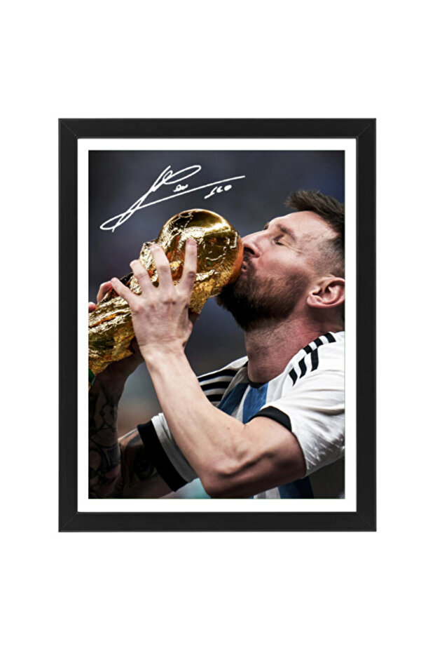 Lionel Messi Argentina Champion Autographed Poster with Frame 30x40cm