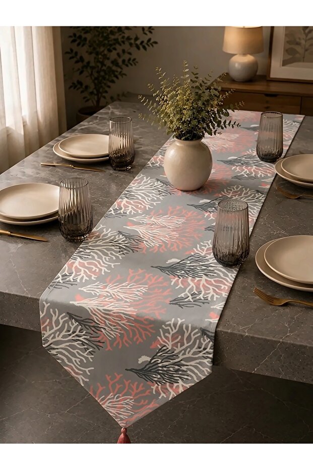 Pink Coral Pattern, Digital Printed Baby Face Fabric Runner