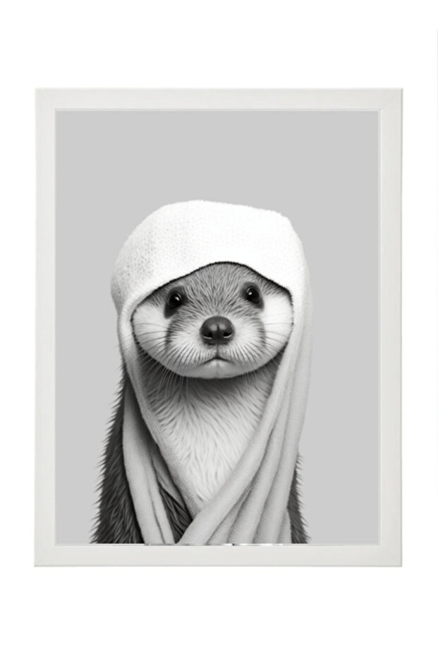 Otter in Bathrope , Bathroom Wall Art, Nursery Poster with Frame 30x40cm