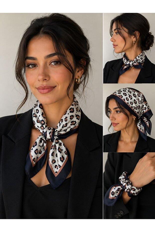 وشاح بنمط الفهد باللون البني والأسود