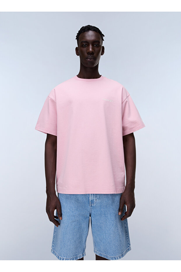 S-Fluorite Ss-Np0A4G2Fp1T1 Pink Round Regular Fit Printed Men's T-Shirt