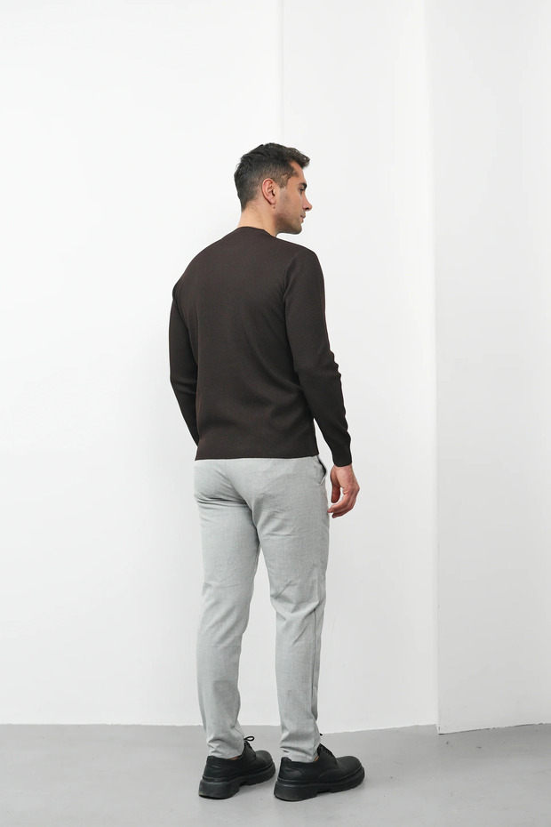 Wick Patterned Crew Neck Sweater - 3
