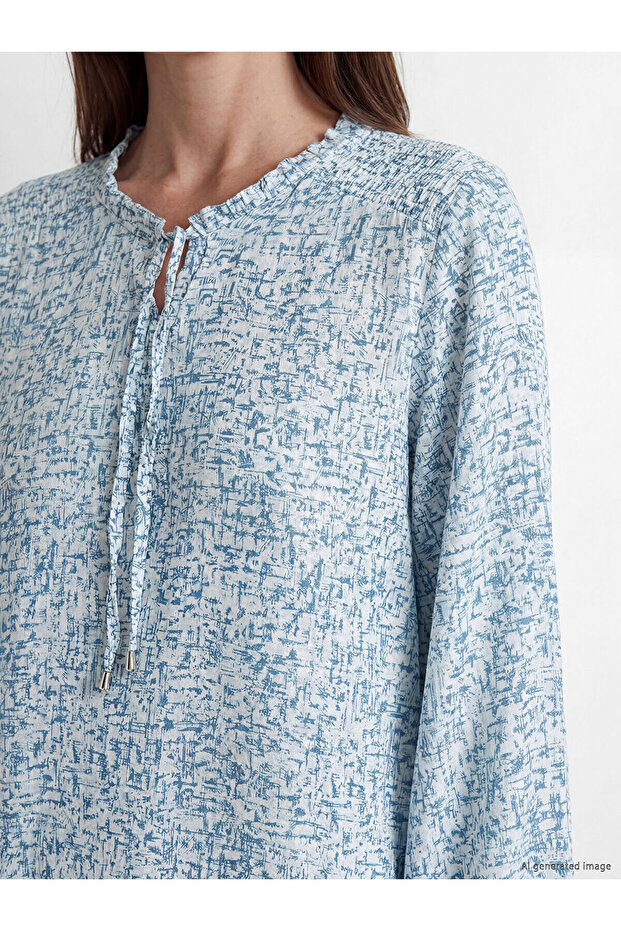 Nevavm Collar Patterned Blouse with a Difference - 3