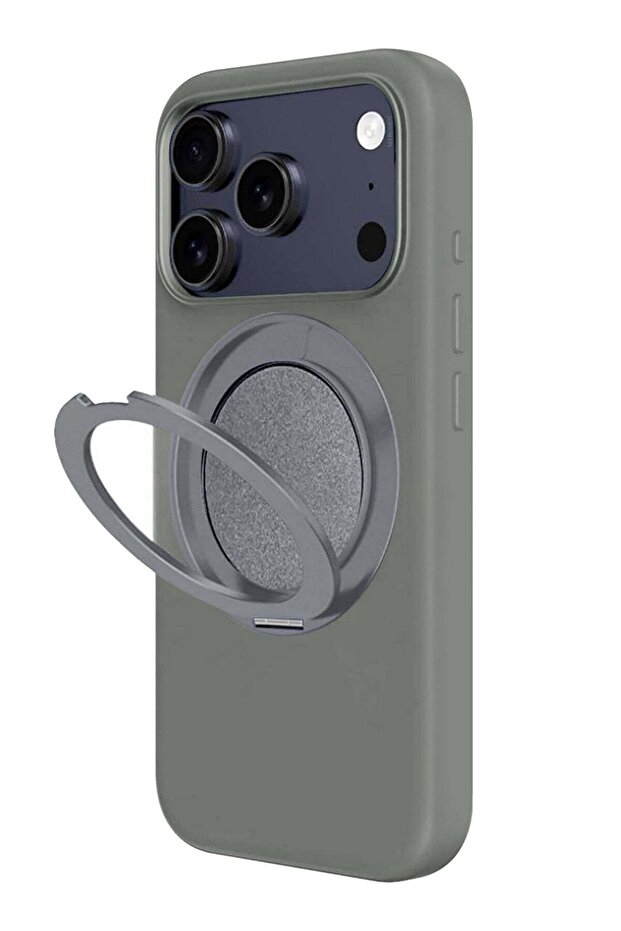 MagSafe Silicone Case Cover for Apple iPhone 17 Pro Max - 360° Spin Magnetic Stand Holder