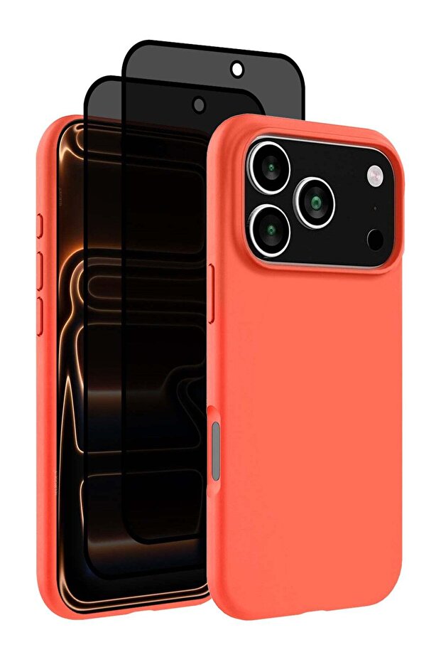 3Packs Liquid Silicone Case for iPhone 17 Pro Max + 2 Privacy Screen Protectors - Peach-5