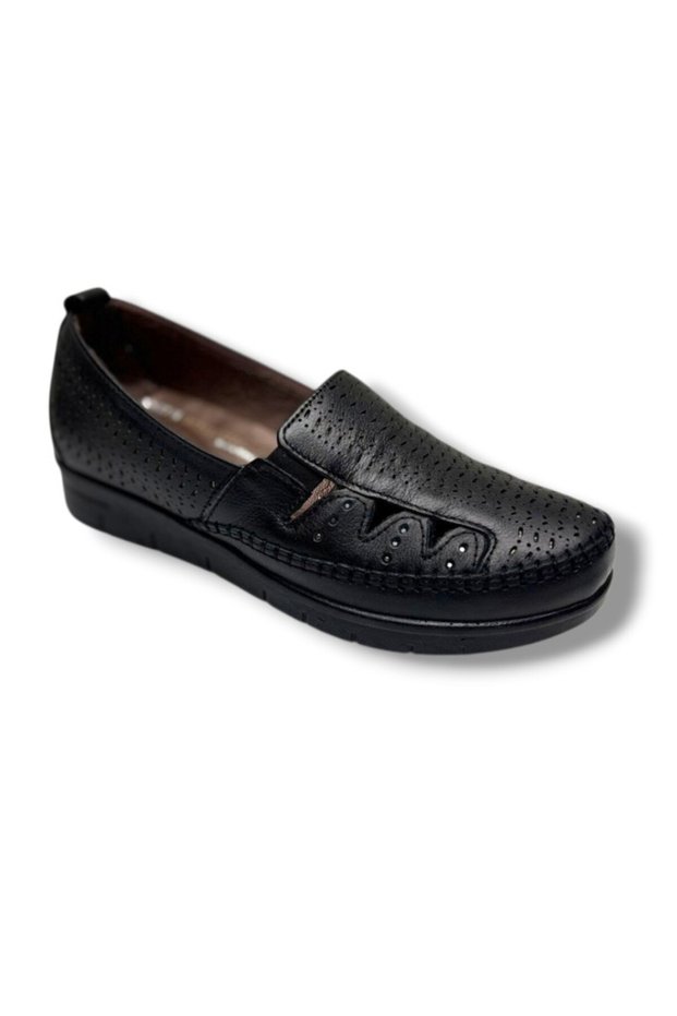 Malawi 3603-26 Genuine Leather Stoned Ultra Soft Elastic Women's Shoes