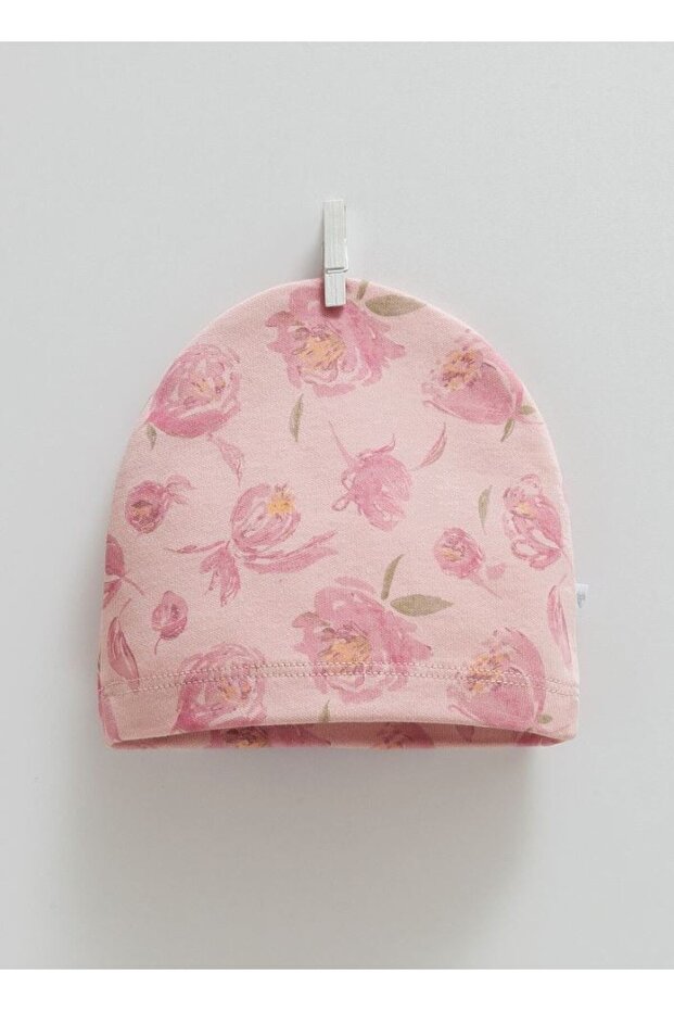 İncibaby 100% Cotton Soft Textured Rose Patterned Baby Girl Beanie